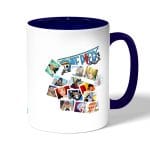 كوب قهوة بمقبض ازرق داكن بتصميم لحظات مهمه ون بيس