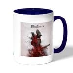 كوب قهوة بمقبض ازرق داكن بتصميم لعبه بلود بورن