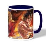 كوب قهوة بمقبض ازرق داكن بتصميم لوفي سابو إيس ون بيس