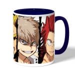 كوب قهوة بمقبض ازرق داكن بتصميم ميدوريا وباكوغو واوول مايت