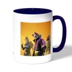 كوب قهوة بمقبض ازرق داكن بتصميم ناروتو انبو فورت نايت