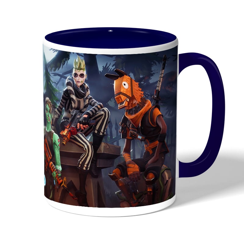 كوب قهوة بمقبض ازرق داكن بتصميم هالوين فورت نايت كوب قهوة بمقبض ازرق داكن بتصميم هالوين فورت نايت