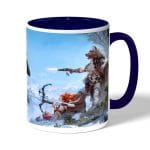 كوب قهوة بمقبض ازرق داكن بتصميم هوريزن زيرو دون