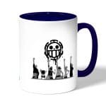 كوب قهوة بمقبض ازرق داكن بتصميم وداع الأميره فيفي ون بيس