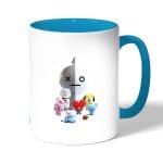 كوب قهوة بمقبض ازرق فاتح بتصميم آرمي بتس شخصيات BT21