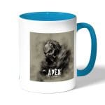 كوب قهوة بمقبض ازرق فاتح بتصميم أبيكس ليجندز قلب أسود