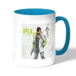 كوب قهوة بمقبض ازرق فاتح بتصميم أبيكس ليجندز كريبتو