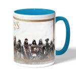 كوب قهوة بمقبض ازرق فاتح بتصميم أساسنز كريد جميع الشخصيات