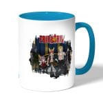 كوب قهوة بمقبض ازرق فاتح بتصميم أعضاء فيري تيل