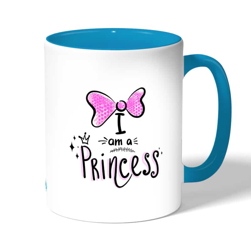 كوب قهوة بمقبض ازرق فاتح بتصميم أميره كوب قهوة بمقبض ازرق فاتح بتصميم أميره