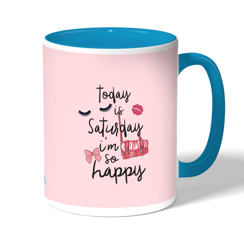 كوب قهوة بمقبض ازرق فاتح بتصميم الأجازه كوب قهوة بمقبض ازرق فاتح بتصميم الأجازه