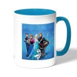 كوب قهوة بمقبض ازرق فاتح بتصميم الشخصيات الرئيسيه لفروزن