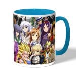 كوب قهوة بمقبض ازرق فاتح بتصميم الشخصيات المخيفه كل الانميات