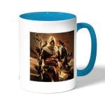 كوب قهوة بمقبض ازرق فاتح بتصميم الطائرمع الصقر أساسنز كريد