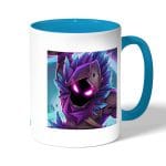 كوب قهوة بمقبض ازرق فاتح بتصميم الغراب رافين فورت نايت