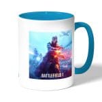 كوب قهوة بمقبض ازرق فاتح بتصميم الفتاة المحاربة باتلفيلد 1