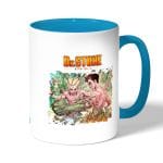 كوب قهوة بمقبض ازرق فاتح بتصميم اوكي تايجو دكتور ستون