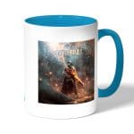 كوب قهوة بمقبض ازرق فاتح بتصميم بندقية هجوميه باتل فيلد