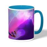 كوب قهوة بمقبض ازرق فاتح بتصميم بيتر بوركر سبايدر مان