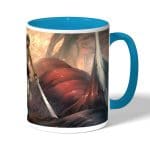 كوب قهوة بمقبض ازرق فاتح بتصميم تقضي ميكاسا على العمالقة هجوم العمالقة