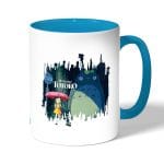 كوب قهوة بمقبض ازرق فاتح بتصميم جاري توتورو والطفله