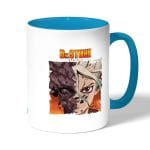 كوب قهوة بمقبض ازرق فاتح بتصميم دكتور ستون