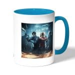 كوب قهوة بمقبض ازرق فاتح بتصميم رزدنت إيفل 2 ريميك