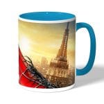 كوب قهوة بمقبض ازرق فاتح بتصميم سبايدر مان