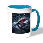 كوب قهوة بمقبض ازرق فاتح بتصميم  سبايدر مان اعلى نيويورك