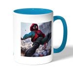 كوب قهوة بمقبض ازرق فاتح بتصميم  سبايدر مان الصغير