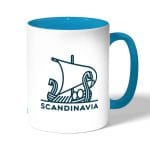 كوب قهوة بمقبض ازرق فاتح بتصميم سفينة