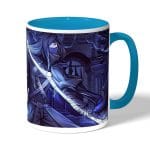 كوب قهوة بمقبض ازرق فاتح بتصميم سيدة ماريا من برج الساعة النجمي