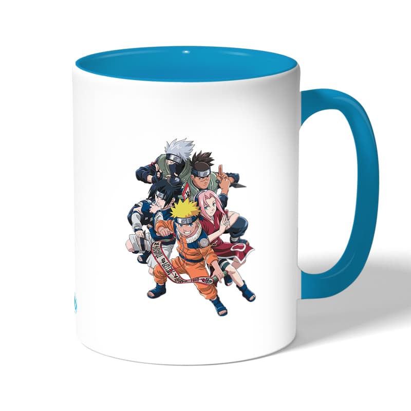 كوب قهوة بمقبض ازرق فاتح بتصميم شخصيات ناروتو وهم صغار كوب قهوة بمقبض ازرق فاتح بتصميم شخصيات ناروتو وهم صغار