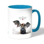 كوب قهوة بمقبض ازرق فاتح بتصميم صياد وحوش ذا ويتشر