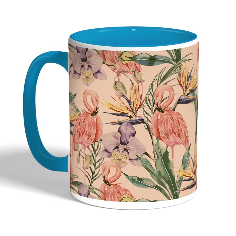 كوب-قهوة-بمقبض-ازرق-فاتح-بتصميم-طائر-الفلامنجو-2