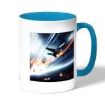 كوب قهوة بمقبض ازرق فاتح بتصميم طائرات حربيه باتلفيلد