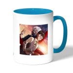 كوب قهوة بمقبض ازرق فاتح بتصميم طوكيو الغول