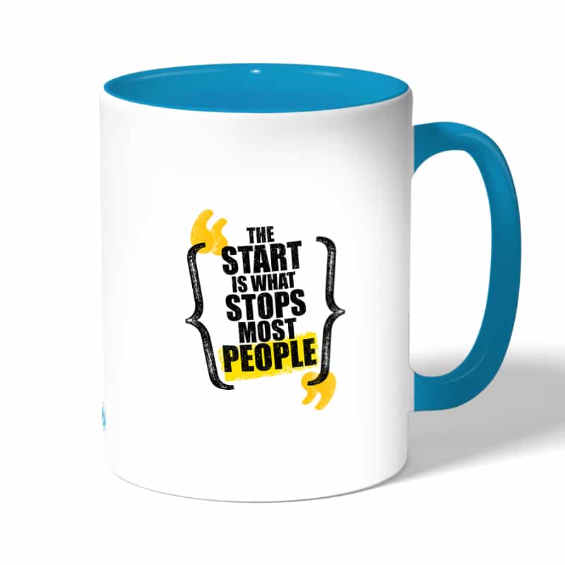 كوب قهوة بمقبض ازرق فاتح بتصميم عبارات انجليزية كوب قهوة بمقبض ازرق فاتح بتصميم عبارات انجليزية