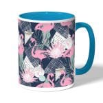 كوب قهوة بمقبض ازرق فاتح بتصميم فلامنغو