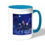 كوب قهوة بمقبض ازرق فاتح بتصميم فورت نايت زومبي