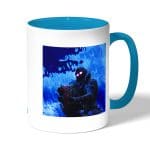 كوب قهوة بمقبض ازرق فاتح بتصميم قتال رافين فورتنايت