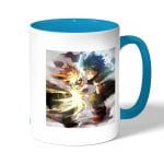 كوب قهوة بمقبض ازرق فاتح بتصميم قتال ميدوريا ضد باكوغو