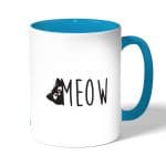 كوب قهوة بمقبض ازرق فاتح بتصميم قطه لطيفه