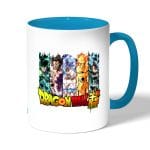 كوب قهوة بمقبض ازرق فاتح بتصميم قوة الابطال كل الانميات