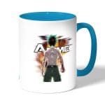 كوب قهوة بمقبض ازرق فاتح بتصميم قوة تحمل ميدوريا أكاديميتي للأبطال
