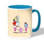 كوب قهوة بمقبض ازرق فاتح بتصميم قوه كوكي شخصيات BT21