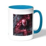 كوب قهوة بمقبض ازرق فاتح بتصميم كارنج سبايدر مان