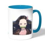 كوب قهوة بمقبض ازرق فاتح بتصميم كامادو نيزوكو