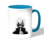 كوب قهوة بمقبض ازرق فاتح بتصميم كانيكي طوكيو غول