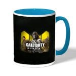 كوب قهوة بمقبض ازرق فاتح بتصميم كول أوف ديوتي